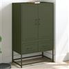 TJROO Credenza con Cassetti con Ante 68x39x111,5 cm Mobile Alto Mobiletto Ingresso Mobile Contenitore Armadietto con Ante Mobiletto da Salotto Mobile da Salotto Acciaio Laminato a Freddo Verde Oliva