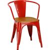 Totò Piccinni POLTRONA Industry con SEDUTA IN LEGNO in Metallo Design Industriale (1 Poltrona, Rosso)