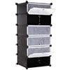 EGLEMTEK Mobiletto Modulare Scarpiera Guardaroba Rettangolare 6 Scomparti 50 x 37 x 107 cm (Colore Nero)