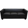 Mendler Divano Sofa 3 posti Lounge Moderno Elegante Serie Lille M65 75x191x70cm Ecopelle Nero