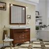Inbagno Mobile bagno a terra 115 cm noce canaletto con 2 ante e 3 cassetti, lavabo in ceramica lucida, specchio 100x105 con cornice e lampade, ROMANTICA