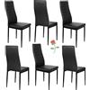 LANTUS Sedie di Tessuto Set da 4 Sedie Design per Sala da Pranzo, Sedie da Cucina, Ufficio, Sala d'Attesa, Camera da Letto, Cucina completa, Arredamento casa 6 pezzi (nero)