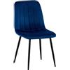 CLP Sedia Dijon In Velluto O Tessuto I Fodera Imbottita E Decorata Con Cuciture Ornamentali I Design Elegante E Moderno, Colore:blu, Materiale:Velluto