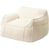 bananair - Pouf Poltrona per Salotto e Camera - Tessuto in Velluto a Coste Morbido ed Elegante - Poltrona Sacco Generosamente Imbottito, Ideale per un Ambiente Accogliente (Bianco Sporco)