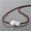Vatslacreations Fatto a Mano 3mm Naturale Granato Rosso E Perle Perline Catena 18 " Collana
