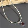 Vatslacreations 925 Argento Sterling Granato Ciondolo Naturale Perle Avventurina Perline Collana