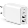 Romalux Caricatore USB C, 45W 4-Porte Multiplo Presa Rapido USBC Caricabatteria PD & QC Spina USB Carica Charger Cellulare Alimentatore per iPhone 16 15 14 13 12 11 Pro Max XR XS SE Plus iPad, Samsung Romalux