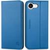 SHIELDON Cover per iPhone 17e/16e 6.1, Custodia a Portafoglio in Vera Pelle con [Blocco RFID] [Slot per Scheda] [Cavalletto] [Custodia in TPU Antiurto] Cover per iPhone 16e/17e 2026 5G - Blu Zaffiro