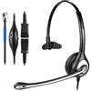 Wantek Cuffie Telefono Fisso RJ9 Monoaurale con Microfono Cancellazione del Rumore e Quick Disconnect, Auricolare Ufficio per Cisco 7942 7971 o Plantronics M10 M12 Amplificatore(600QC1)
