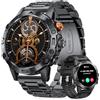 DekeFit Smartwatch Uomo Militare con Chiamate Bluetooth, 1.53'' IPS Orologio Fitness, 120+ Modalità Sportive, IP68 Impermeabile Contapassi, Cardiofrequenzimetro SpO2 e Sonno per Android iOS, Nero