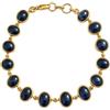 Sophia Rose Bracciale in Argento Sterling 925 Placcato Oro con Kyanite Cabochon - Gioiello Artigianale Raffinato dalle Sfumature Blu Intense