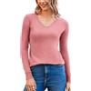 Zeagoo Maglione da Donna A Maglia A Maniche Lunghe Elegante E Confortevole per Le Donne Maglione A Maglia di Base con Scollo A V Rosa XL