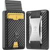 TRAVANDO SWYPE Alluminio Portafoglio Uomo Slim - Portacarte Protezione RFID - Porta Tessere piccolo con cinturino Porta Soldi - Portafogli Di Credito - Smart Wallet (Nastro di denaro, Carbonio)
