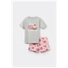 Tezenis Pigiama Corto Bimba Mezza Manica Cotone Stampa Dream Bambina Grigio
