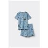 Tezenis Pigiama Corto Bimbo Mezza Manica Cotone Stampa Dino Bambino Blu