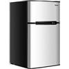 GYMAX Frigorifero 90 L Combinato 63L con Temperatura Regolabile da 0 a 10 °C e Congelatore 27L con Temperatura di -15 °C e per Case/Alberghi/Dormitori (Grigio)