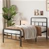 Yicensen Letto in Metallo 90x200 cm con Testiera e Pediera Rete a Doghe in Metallo Altezza 36cm Giroletto Letto Singolo Stabile Facile Montaggio, Nero