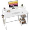 GreenForest Scrivania con Supporto per Monitor, Scrivania Gaming 100cm con Scaffali Reversibile, Scrivania PC Moderna Multifunzionale, Montaggio Facile, Bianco Puro