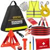 GADLANE Kit di emergenza per guasto auto - Kit di emergenza auto grande per la strada con triangolo di avvertimento, cavi di avviamento, fune di traino, kit di pronto soccorso, martello di sicurezza