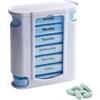 ShiWuYou Portapillole settimanale con separatore per pillole, Tower Portapillole 1 dispenser, 4 Scomparti, Suddivisione Giornaliera, Bianco/Blu, 13 x 11,5 x 4,5 cm