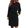 Masrin Trench con cintura, cappotto lungo da donna, in lana, tinta unita, giacca invernale, elegante, lunga, giacca a vento calda, giacca a vento con tasche, risvolto, a maniche lunghe, per le mezze