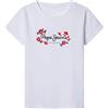 Pepe Jeans Maisie T-Shirt, Bianco, 10 Anni Bambine e Ragazze