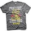 Cobra Kai Licenza Ufficiale Strike First - Strike Hard - No Mercy Uomo Maglietta (Grigio Scuro), XX-Large
