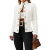 Juankrynord Blazer doppiopetto da donna Colletto in piedi Giacca slim a maniche lunghe Casual Business Office Slim Blazer con risvolto strutturato a maniche lunghe (Bianco,M)