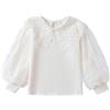 Verve Jelly Camicette per neonati T-shirt a maniche lunghe tinta unita con colletto da bambola pizzo bambini toddler fondo maglione base bianco 140 8-9 anni