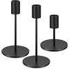 ZWFSDM 3 Pz Porta Candele da Tavolo, Portacandele Neri, 8.5/14/16cm Candelabro Portacandele in Metallo per Candela cilindrica, Candeliere da Tavolo per Matrimoni Compleanni Natale Decorazioni(Nero)