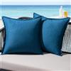 MIULEE Federe Cuscini da Esterno Impermeabili Copricuscini Decorativi Finto Lino Imitazione Fodere Cuscino con Cerniera per Giardino Divano Soggiorno Camera Moderno 40x40cm 2 Pezzi Blu Scuro