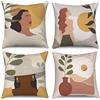 ASDCXZ Set di 4 federe per cuscino in stile boho, 40 x 40 cm, stile moderno, astratto, per ragazze, con foglie di sole, cuscino decorativo, lavabile, in poliestere, lino