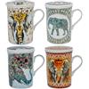 ROCKING GIFTS Tazza Mug Tè Tisana 330 ml con coperchio e filtro per infusore, modello assortito (1 unità), porcellana elefante indiano, con confezione regalo, 11 cm