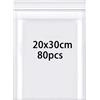 Rshuhx 80 pcs Sacchetti Plastica 20 X30cm Richiudibili Addensare 160μm Piccoli Chiusura asacchetti Trasparente Chiusura con Cerniera a Pressione Adatto per la classificazione di Piccoli Articoli