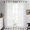 Deconovo Tende Trasparenti per Interni Moderne con Anelli - Set di 2 Pannelli in Voile Morbido per Camera da Letto e Soggiorno，132x214 cm，Bianco