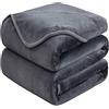 HOZY Plaid Coperta Pile Matrimoniale Antistatica - Super Morbido Coperta leggera e Calda - Adatta per Copriletto Copriletto e Copridivano - Grigio Scuro Grande 150x200cm