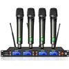 Depusheng Microfoni wireless Microfono palmare wireless dinamico professionale 4 canali, set per karaoke, ricezione a lunga distanza di 100 metri, Ottimo per palcoscenico festa matrimonio