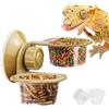 LATRAT Reptiles, ciotola per cibo rettile, ciotola per mangime, ciotola per bere Geco, stazione di alimentazione con ventosa per terrario, rettili, doppio lavabo