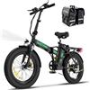 HITWAY Bicicletta Elettrica per Adulti, 20×3,0/4,0 Pieghevole E Bike con Batteria Rimovibile 36V 12Ah/48V 15Ah, Autonomia di 90KM/100KM, Motore 250W, 7 Velocità Bici Elettrica da Montagna Uomo Donna