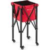GYMAX Carrello Porta Palline da Tennis Pieghevole in Alluminio e Tessuto Oxford con Capacità di 150 Palline e Sacca Rimovibile, Carrello da Tennis con Ruote per Allenamento, Rosso
