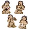 DRW Set di 4 angioletti in resina dorati dipinti a mano da 11 cm