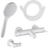 Fortis set vasca con rubinetteria, doccetta con 1 tipo di getto, asta saliscendi, supporto doccetta, flessibile doccetta, 7811100MW+5318500MW+53162125MW+15505MW, Brera bianco opaco [Rubinetteria Bagno > Rubinetteria Vasca]