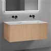 neoro n50 mobile La: 120 cm con 1 scomparto estraibile, con frontale in rovere liscio, lavabo doppio senza fori rubinetteria bianco opaco, BN0099WM+BN0434BFO, n50 [Mobili da Bagno > Mobili con Doppio Lavabo]