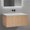 neoro n50 mobile La: 100 cm con 1 scomparto estraibile, con frontale in rovere liscio, lavabo senza fori rubinetteria bianco opaco, BN0097WM+BN0433BFO, n50 [Mobili da Bagno > Mobili con Lavabo Integrato]