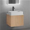neoro n50 mobile La: 60 cm con 1 scomparto estraibile, con frontale in rovere liscio, lavabo La: 58 cm bianco opaco, consolle bianco opaco, BN0065WM+BN0431BFO+BN0401WM, n50 [Mobili da Bagno > Mobili con Lavabo Integrato]