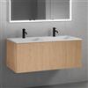 neoro n50 mobile La: 120 cm con 1 scomparto estraibile, con frontale in rovere liscio, lavabo doppio con 2 fori rubinetteria bianco opaco, BN0098WM+BN0434BFO, n50 [Mobili da Bagno > Mobili con Doppio Lavabo]
