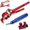 UVVRUR Curvatubi 3 in 1, 6 - 8 - 10 mm, 0 - 180 gradi, con tagliatubi e set di utensili per sbavatura (A)