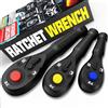 KIRXST 3 Pezzi Cricchetto Reversibile, Cricchetto Reversibile 1/4 3/8 1/2, Impugnatura a Cricchetto Sgancio Rapido a 72 Denti, Adatto per Riparazioni Domestiche e Automobilistiche