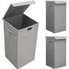 DuneDesign Set di 3: 50L Cesto Biancheria Sporca con Coperchio - 30x30x60 Cesta Portabiancheria Salvaspazio Grigio - Mobile Bagno Laundry Basket Cestino Panni Sporchi Porta Biancheria Sporca per Bagno