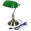 Rufevee Lampada da tavolo vintage classica lampada da banco con copertura in vetro verde luci da scrivania per studio camera da letto